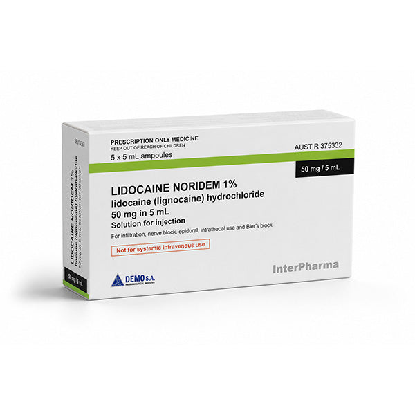 1% Lidocaine By Noridem - 50mg/5ml - Box of 5