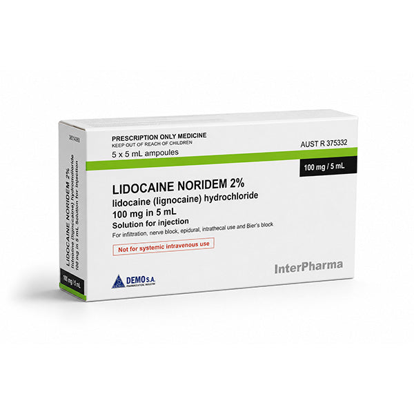 2% Lidocaine By Noridem - 100mg/5ml - Box of 5