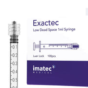 1ml Low Dead Space Syringe Luer Lock - Imatec - BOX OF 100