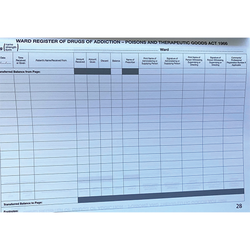 NSW Drug Register Book