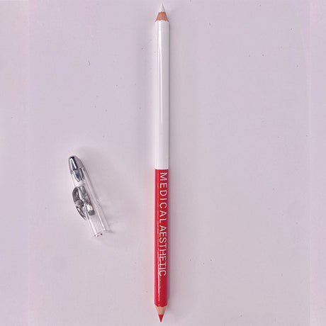 Red and White Pencil / Drawing Up  / XL size / Sharpener Lid - 6 x Pencils