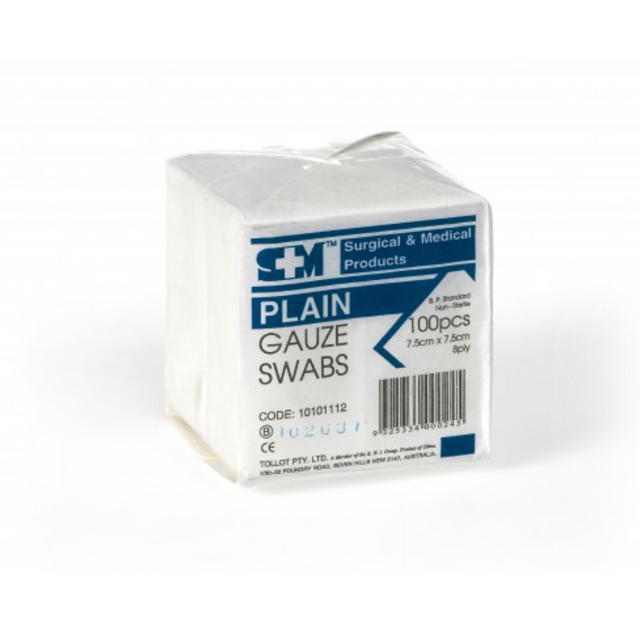 Gauze Swabs / non sterile /  7.5cm x 7.5xm  - Carton of 100