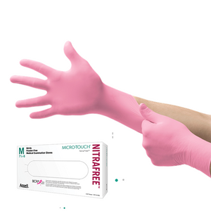 Pink NITRAFREE Gloves Powder Free - Box of 100